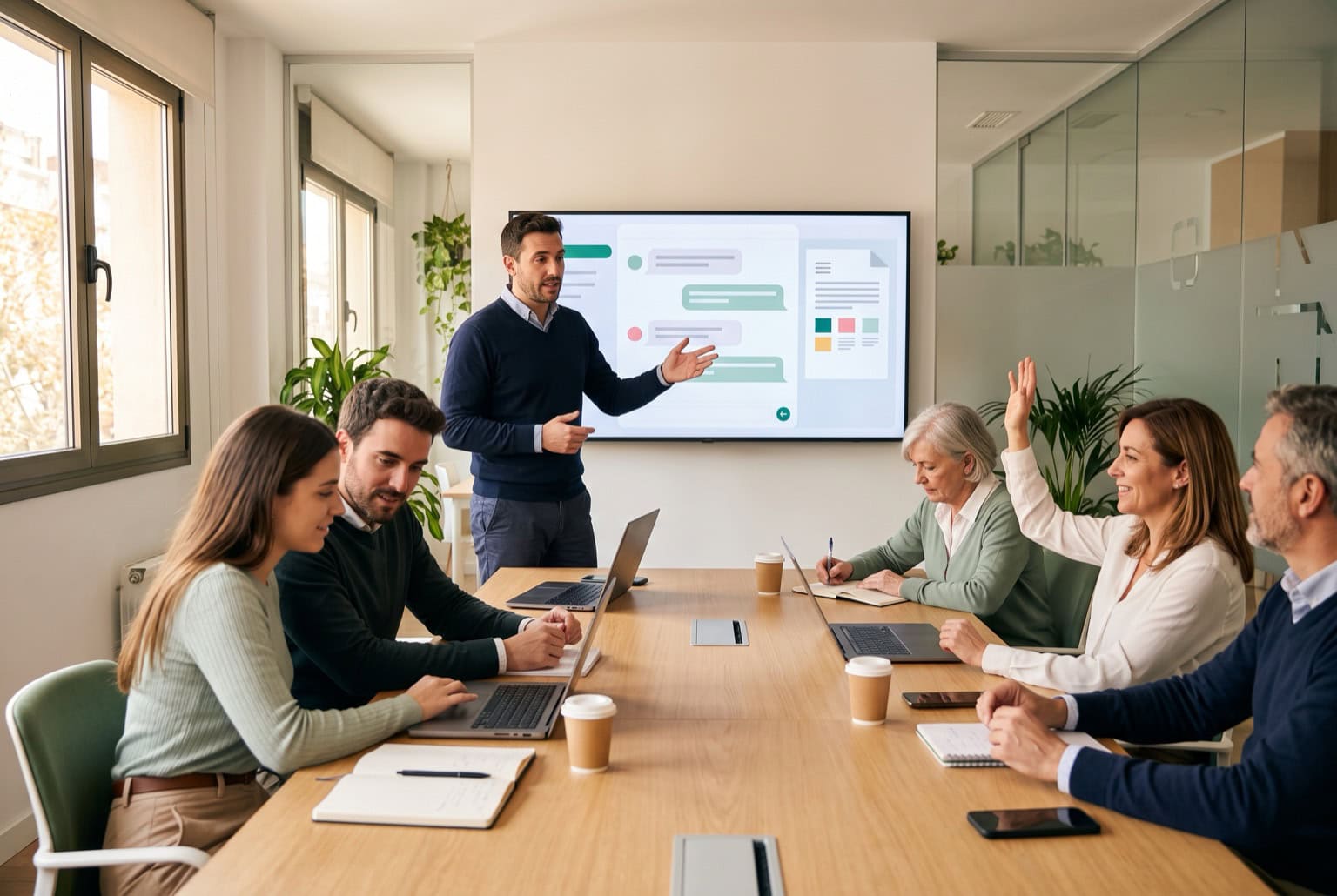 Formación en IA para empresas: equipo en un taller práctico de inteligencia artificial